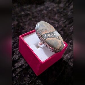 Handcrafted Oversized Maligano Jasper Oval Ring (6.25)